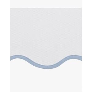 Matouk M183 Camilla Pique King Coverlet 112 x 97 White Blue Scallop Trim NWT